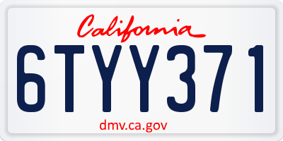 CA license plate 6TYY371