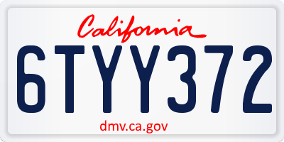 CA license plate 6TYY372