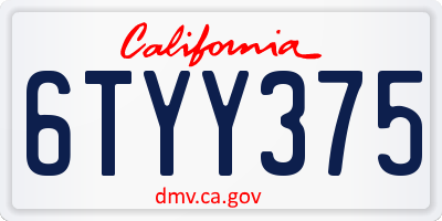 CA license plate 6TYY375