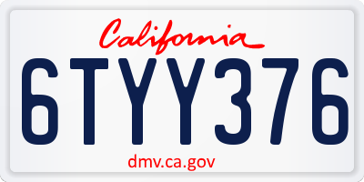 CA license plate 6TYY376