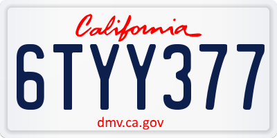 CA license plate 6TYY377