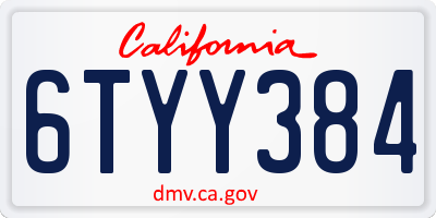 CA license plate 6TYY384