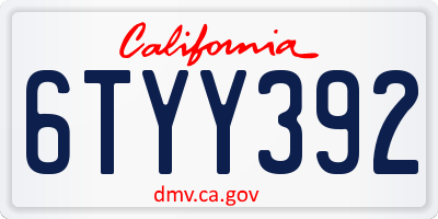 CA license plate 6TYY392