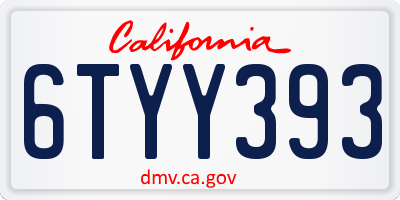 CA license plate 6TYY393