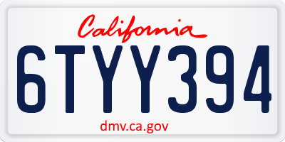 CA license plate 6TYY394