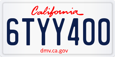 CA license plate 6TYY400