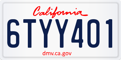 CA license plate 6TYY401