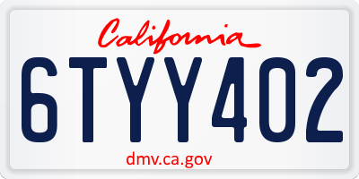 CA license plate 6TYY402