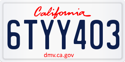 CA license plate 6TYY403