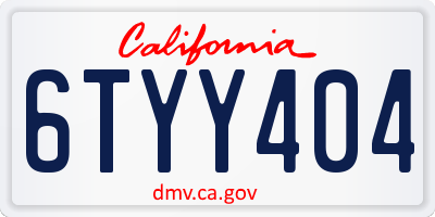 CA license plate 6TYY404