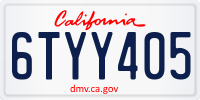 CA license plate 6TYY405