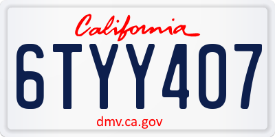 CA license plate 6TYY407