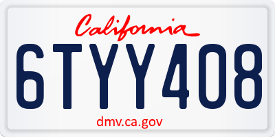 CA license plate 6TYY408