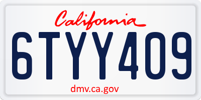 CA license plate 6TYY409