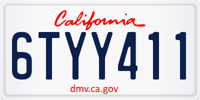 CA license plate 6TYY411