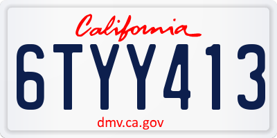 CA license plate 6TYY413