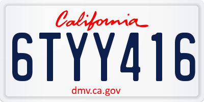 CA license plate 6TYY416
