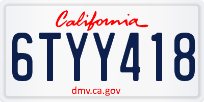 CA license plate 6TYY418