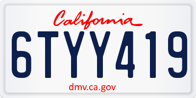 CA license plate 6TYY419