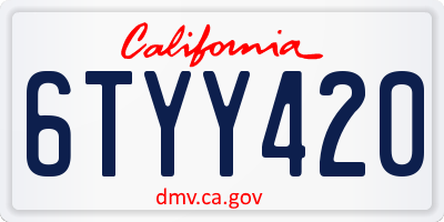 CA license plate 6TYY420