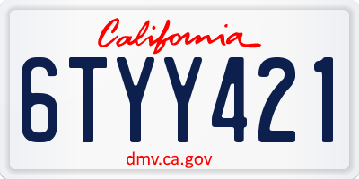 CA license plate 6TYY421