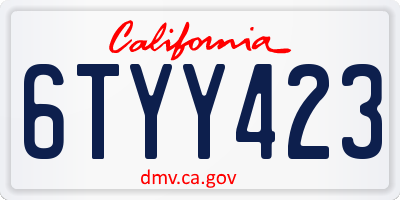 CA license plate 6TYY423