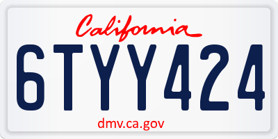 CA license plate 6TYY424