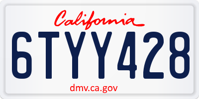 CA license plate 6TYY428