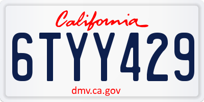 CA license plate 6TYY429