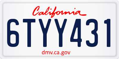 CA license plate 6TYY431