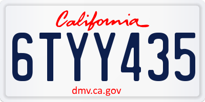 CA license plate 6TYY435