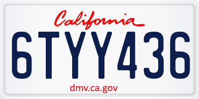CA license plate 6TYY436