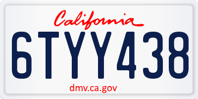 CA license plate 6TYY438
