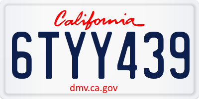 CA license plate 6TYY439