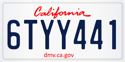 CA license plate 6TYY441