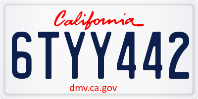 CA license plate 6TYY442