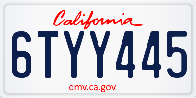 CA license plate 6TYY445