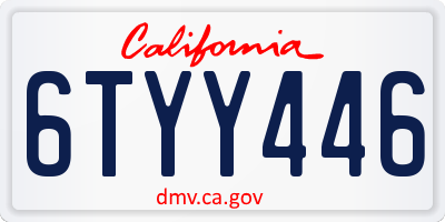 CA license plate 6TYY446