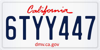 CA license plate 6TYY447