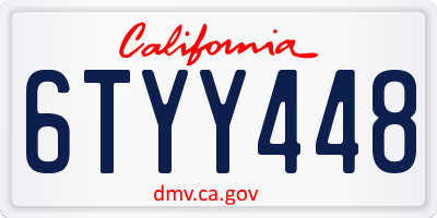 CA license plate 6TYY448