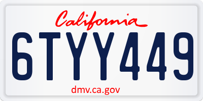 CA license plate 6TYY449