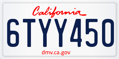 CA license plate 6TYY450