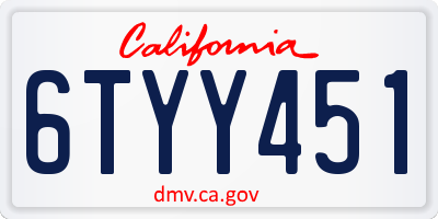 CA license plate 6TYY451