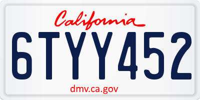 CA license plate 6TYY452