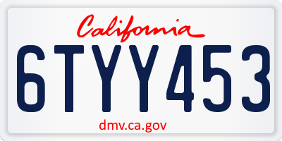 CA license plate 6TYY453
