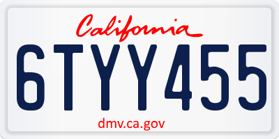 CA license plate 6TYY455
