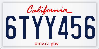 CA license plate 6TYY456