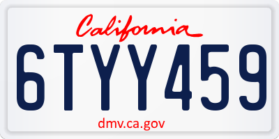 CA license plate 6TYY459