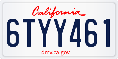 CA license plate 6TYY461