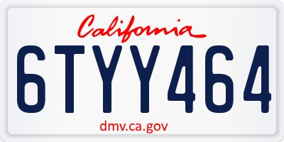 CA license plate 6TYY464